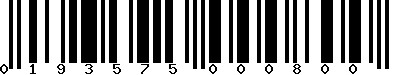EAN-13 : 0193575000800